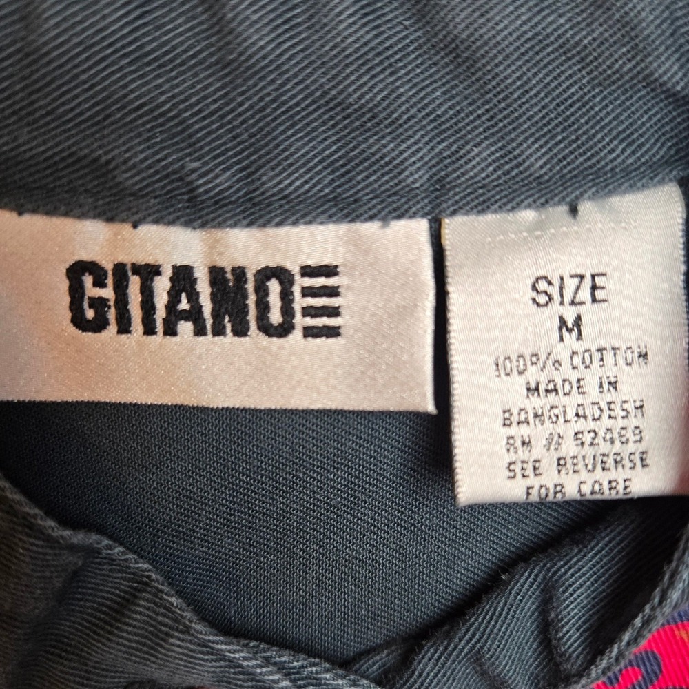 Vintage Gitano Patchwork Print Button Down Long S… - image 3